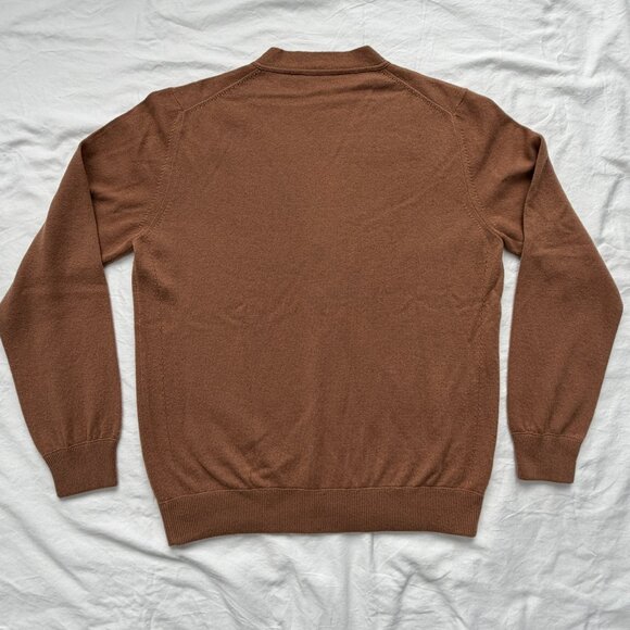 FERRAGAMO Camel Cashmere Cardigan V-Neck Sweater M/L - Picture 7 of 12